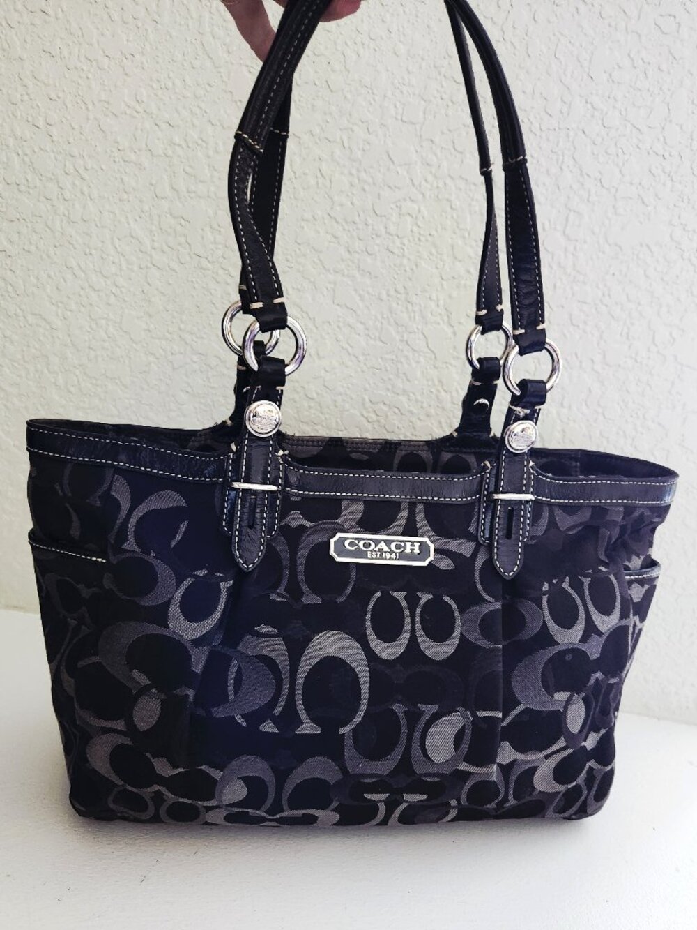 Euc Vintage Coach Gallery Signature Optic Y2k Shoulder Tote Bag Purse